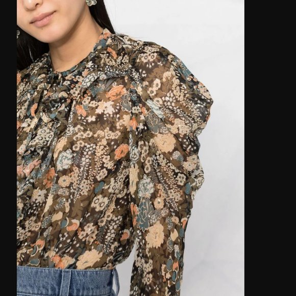 Ulla Johnson Colette Silk Blouse Night Garden - Picture 9 of 14